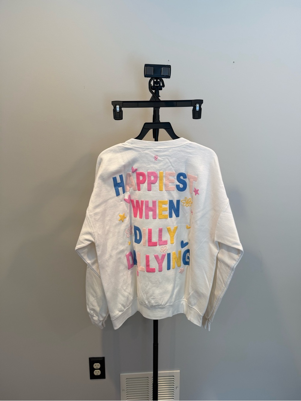 Altar'd State Cream Sweatshirt with Pink and Blue Heart Accents - Picture 5 of 5